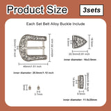 Belt Alloy Buckle Sets, include Roller Buckle, Rectangle Silder Charm, Triangle Zipper Stopper, Antique Silver, 46x42x32mm