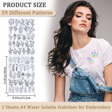 Bohemia Style Water Soluble Fabric, Wash Away Embroidery Stabilizer, Flower, 300x212x0.1mm, 2 sheets/bag