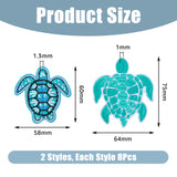 16Pcs 2 Style Polyester Computerized Embroidery Iron on/Sew on Patches, Appliques, Tortoise, 75x64x1mm & 60x58x1.3mm, 8pcs/style