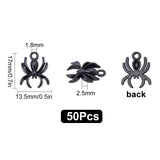 50Pcs Halloween Alloy Pendants, Spider, Electrophoresis Black, 17x13.5x2.5mm, Hole: 1.8mm