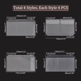 16Pcs 4 Style A6 Size 6 Holes Binder Pockets,  Binder Pouch Folders, Waterproof PVC Pouch, Document Filing Bags, Name Cards & Receipt Storage Bag, Clear, 178x106x0.5mm, Hole: 5mm, Inner Diameter: 58~170x58~93mm, 4pcs/style