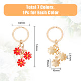 7Pcs 7 Colors Cute Enamel Keychain, Colorful Daisy Keychain, for Women Girls Handbag Accessories, Mixed Color, 7.4cm, 1pc/color