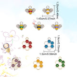 100Pcs 10 Style Alloy Enamel Charms, with Rhinestone, Bee/Honeycomb, Mixed Color, 12.5~19x14.5~15x1.5~2.5mm, Hole: 2mm, 10pcs/style