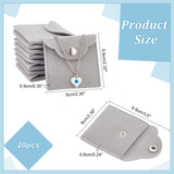 Square Velvet Jewelry Pouches, Jewelry Gift Bags with Snap Button, for Ring Necklace Earring Bracelet, Dark Gray, 5.9x6x0.9cm