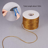 Round Elastic Cord, with Polyester Outside and Rubber Inside, Goldenrod, 1mm, 100m/roll
