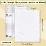 A4 PET Plastic Transparent Lamination Sheets, Rectangle, White, 300x214x0.3mm, 50 sheets/bag