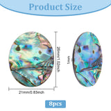 Natural Paua Shell Cabochons, Single-Sided Shell Cabochons, Oval/Teardrop Shape, Oval, 26x21x1mm, 8pcs/box