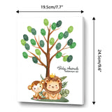 Canvas Fingerprint Painting, with Wood Frame and 1 Box Four Color Printing Mud and 2Pcs Traceless Nail, Lion Pattern, 24.5x19.5cm