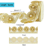 5 Yards Polyester Lace Trim, Embroidery Ancient Hanfu Lace Ribbon, Flower, Gold, 1-1/8~2 inch(28~50mm)