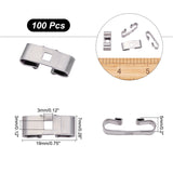 100Pcs Bolo Tie Slides Clasp Accessories, Blank Bolo Tie Slides Low Profile, Rectangle, Platinum, 19x7x5mm, Hole: 3x3mm