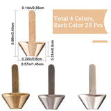 100Pcs 4 Colors Iron Brads, Scrapbooking, Photo Album, Embellishment Wedding Supplies, Children Puppy Dolls Decoration, DIY Paper Cards, Mixed Color, 24.5x14.5mm, Pin: 3.5mm, 25pcs/color