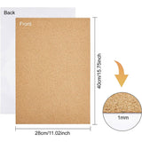 4 Sheet Cork Label Stickers, Self Adhesive Craft Stickers, Rectangle, Tan, 40x28x0.1cm