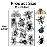 Custom PVC Plastic Clear Stamps, for DIY Scrapbooking, Photo Album Decorative, Cards Making, Stamp Sheets, Film Frame, Insects, 160x110x3mm