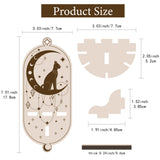 DIY Poplar Wood Dowsing Pendulum Holders, Witch Hanging Crystal Holder, Oval, Cat Pattern, 178x77x6mm