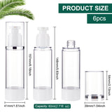Empty Portable Plastic Airless Pump Bottles, Refillable Vacuum Press Bottle, Lotion Foundation Travel Container, with PP Cover, White & Clear, 15.7cm, Capacity: 80ml(2.71fl. oz)