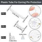 400Pcs 3 Style Plastic Earring Backs, Tube Earring Sleeve Protector & Bell Ear Nuts, for Earring Pin Protection, Clear, Tube: 8~20x1mm, Hole: 0.5mm; Ear Nuts: 4x4mm, Hole: 1mm