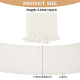 4 Yards Polyester Pleated Elastic Lace Ribbon, Wave Edge Lace Trim, Clothes Accessories, White, 6-3/4 inch(170mm)