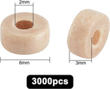 3000Pcs Column Natural Wood Beads, Lead Free, Antique White, 6x3mm, Hole: 2mm
