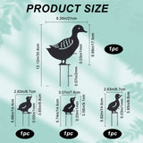 Iron Garden Stakes, Garden Decoration, Duck, Black, 144~308x67~175x1~2.5mm, 4pcs/set