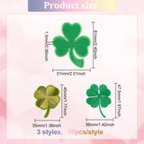 30Pcs 3 Style Non-Woven Fabrics Computerized Embroidery Cloth Iron on/Sew on Patches, Costume Accessories, Clover & Shamrock, for Saint Patrick's Day, Green, 45~61x35~51x1.5mm, 10pcs/style