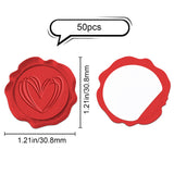 SUPERDANT&reg 50Pcs Adhesive Wax Seal Stickers, Envelope Seal Decoration, For Craft Scrapbook DIY Gift, Red, Heart Pattern, 30mm