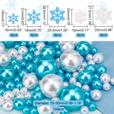 DIY Christmas Theme Jewelry Making Finding Kit, Including Opaque Resin Snowflake Cabochons, ABS Plastic Imitation Pearl Beads, Sky Blue, 164Pcs/bag