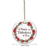 Handmade Porcelain Pendants, Double-Sided Printing of Valentine's Day Theme, Flat Round, FireBrick, 75x2mm