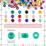 1800Pcs 18 Colors Opaque Plastic Beads, Barrel, Mixed Color, 9x6mm, Hole: 3.8mm, 100pcs/color