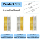 6 Rolls 6 Style Round Copper Jewelry Wire, Mixed Color, 18~22 Gauge, 0.6~1mm, 1roll/style