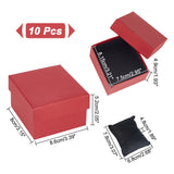 Square Paper Watch Storage Boxes, with Pillow, Jewelry Gift Box for Waist Watch Storage, Indian Red, 8.6x8x5.2cm