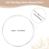 1M 925 Sterling Silver Wire, Round, Silver, 26 Gauge, 0.4mm