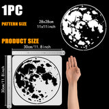 PET Hollow Out Drawing Painting Stencils, for DIY Scrapbook, Photo Album, Moon, 30x30cm