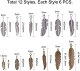 Tibetan Style Alloy Pendants, Feather, Mixed Color, 7.4x7.2x1.7cm