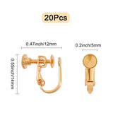 20Pcs Brass Clip-on Earring Findings, Long-Lasting Plated, Real 18K Gold Plated, 14x12x5mm, 20pcs/box