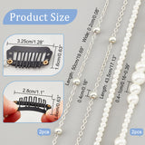 4Pcs 2 Style Iron Snap Hair Clips, with ABS Plastic Pearls and Chains, Hair Accessories for Woman Girl, Mixed Color, 435~500mm, 2pcs/style