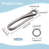 4 Sets Zinc Alloy Hook Clasps, with Jump Ring, Antique Silver, 68x15.5x9mm, Hole: 6.5mm