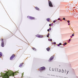 30Pcs Raw Rough Natural Amethyst Pendants, with Real 18K Gold Plated Eco-Friendly Copper Wire Wrapped, Nuggets, 26~31x8.5~9x5.5~7mm, Hole: 3mm