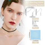 10 Pairs 925 Sterling Silver Earring Hooks, with Horizontal Loops & 50Pcs Plastic Ear Nuts & 1Pc Polishing Cloth, Silver, 18x17~19mm, Hole: 2mm, 22 Gauge, Pin: 0.6mm