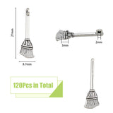 120Pcs Tibetan Style Zinc Alloy Broom Pendants, Lead Free & Cadmium Free, Antique Silver, 27x8.7x3mm, Hole: 2mm