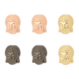 Brass Beads, Buddha Head, Mixed Color, 11x9x8.5mm, Hole: 1.5mm, 3 colors, 2pcs/color, 6pcs/box