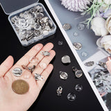 DIY Earring Making, with Transparent Glass Cabochons and 304 Stainless Steel Clip-on Earring Findings, Stainless Steel Color, 8mm/10mm/12mm/14mm, 40pcs/box