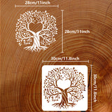 PET Hollow Out Drawing Painting Stencils, for DIY Scrapbook, Photo Album, Tree of Life Pattern, 30x30cm