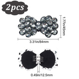 2Pcs Alloy Rhinestone Shoe Decorations, Detachable Shoe Buckle Clips, Bowknot, Greige, 45x84x12.5mm