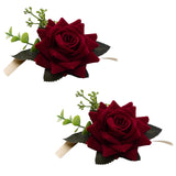 Silk Wrist, with Plastic Imitation Rose Flower, for Wedding, Party Decorations, Dark Red, 690x10mm