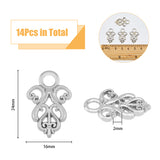 14Pcs Alloy Snap Lock Clasps Findings, Garment Accessories, Platinum, 24x16x2mm, Hole: 4mm