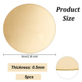 Brass Sheet, Brass Disc, Flat Round, Light Gold, 60x0.5mm, 5pcs/bag