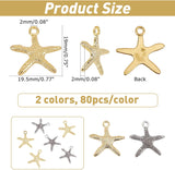 2 Styles Tibetan Style Alloy Pendants, Lead Free and Cadmium Free, Starfish/Sea Stars, Mixed Color, 19.5x19x2mm, Hole: 2mm
