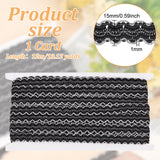 12M Polyester Wavy Ribbon, for Clothing Accessories, Black, 5/8 inch(15mm), about 13.12 Yards(12m)/Card