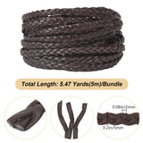 Flat PU Leather Braided Cord, for Craft Making, Coconut Brown, 5x2mm, about 5.47 Yards(5m)/Bundle