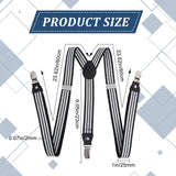 Polyester Elastic Men's Strength Suspenders, with Iron Clasps, Stripe Pattern, 75~116x24x2mm